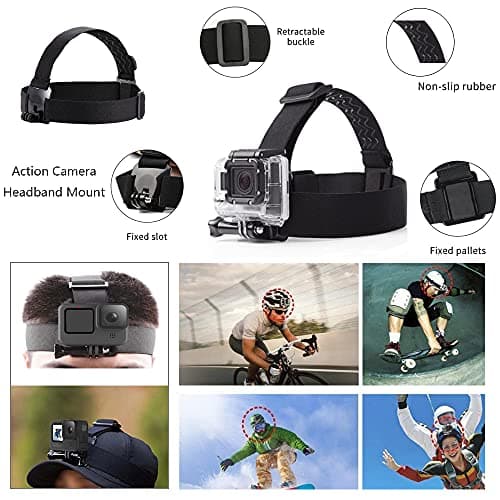 TEKCAM 4 in 1 Action Camera Accessories for GoPro Hero 13/12/11/10/9, Akaso EK7000/Pro, DJI Osmo Action 5 Pro/4, WOLFANG Action Cam, Head Strap Chest Harness Mount Floating Hand Grip Monopod — view 2