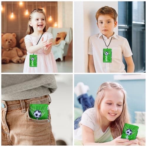 Aucuu Kids Wallet, Cartoon Waterproof Wallet, Trifold Wallets with Football Keychain and Card Slots Lanyard, Travel Document Wallets for Teenagers Boys Girls (Football Green) — view 5
