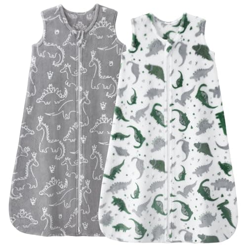 Unnivoll Baby Sleeping Bag 12-18 Months 2.0 Tog, Fleece Wearable Blanket with 2-Way Zipper, Warm & Cozy Baby Blanket for Newborn Infant 2 Pack
