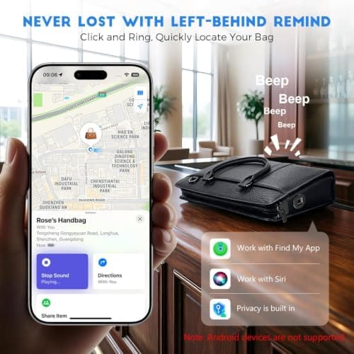 BBMars Leather Briefcase Anti-Theft Bag with Fingerprint Lock for Men,Black — view 3