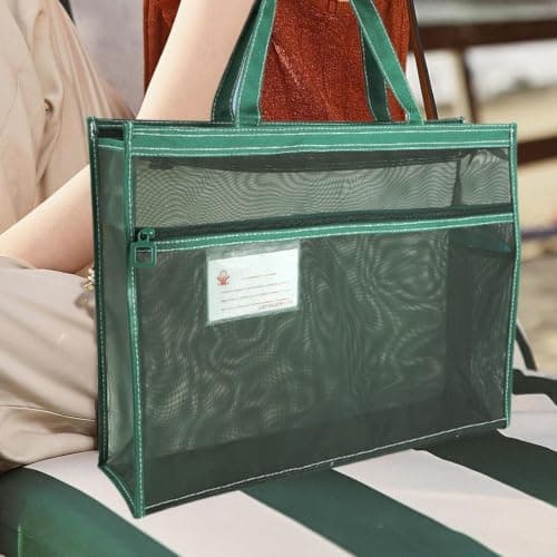 Mesh Art Supply Bag - Clear Artwork Holder, Zippered Drawing Storage Folder — view 3
