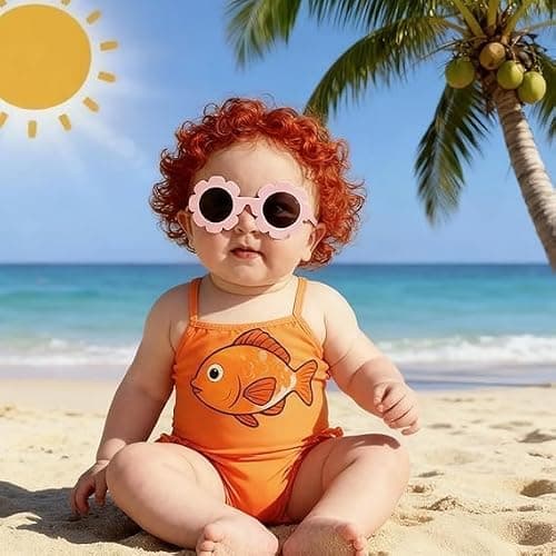 Baby Sunglasses with Strap, Flexible Polarized Baby Sunglass, UV400 Protection Cute Flower Design Glasses, Adjustable Strap for Outdoor Summer Travel Beach for Infant BabyGirl Age 0-24 Months(Pink) — view 5