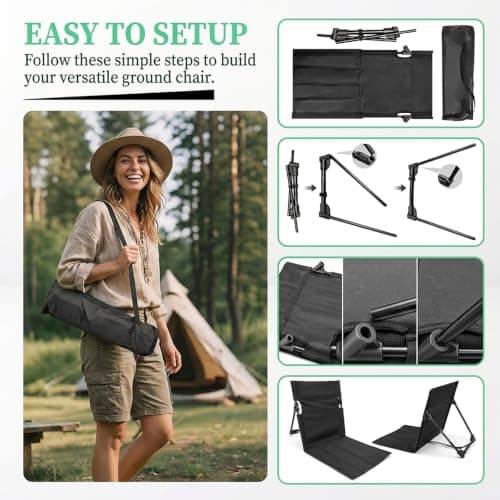 Yexati Folding Beach Seat, Beach Chairr, Lightweight Portable Camp Chair — view 4
