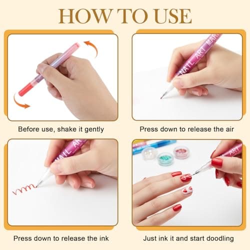 12 Colours Nail Art Pens Set, 0.5mm Tip Water-Based Nail Art Markers — view 4