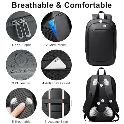 Expandable 15.6 Inch Laptop Rucksack for Men, Slim Business Work Backpack — view 5