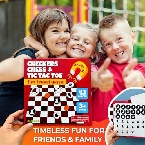 Quokka Travel Games For Kids 3-5 - 3 in 1 Magnetic Chess&Checkers&TicTacToe Game - Plane Activities Board Games for 4-6 year olds - Road Trip I Plane I Car Ride - Magnetic Toddler Travel Toys 8-12 — view 6