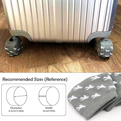 TWZKXC Luggage Wheels Cover Socks, 12 Pack Anti Dust Scratch Luggage Compartment Wheel Protection Cover Full Wrap Fabric Protector Universal Sleeve Case for Suitcase Prevents Floor Bed Dirt, Black — view 5