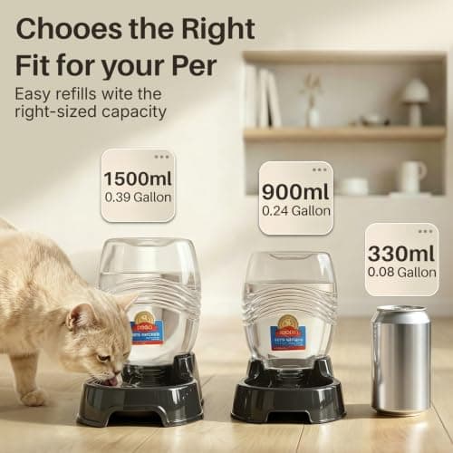 Flexzion Pet Water Dispenser Station, Black (3/8 Gallon) Auto Replenish Gravity Waterer Drinking Fountain Bottle Bowl Dish Portable Stand for Small Dog Cat Animal — view 3
