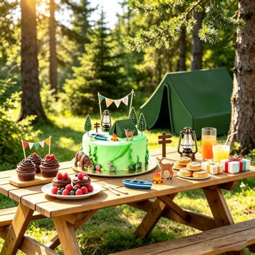 12 Pcs Camping Cake Decorations Set with Mini Tent, Campfire, Tree, Camp Sign, Safari Animals Camping Cake Toppers for Kids Adults Forest Themed Birthday Party Supplies (Farm) — view 6