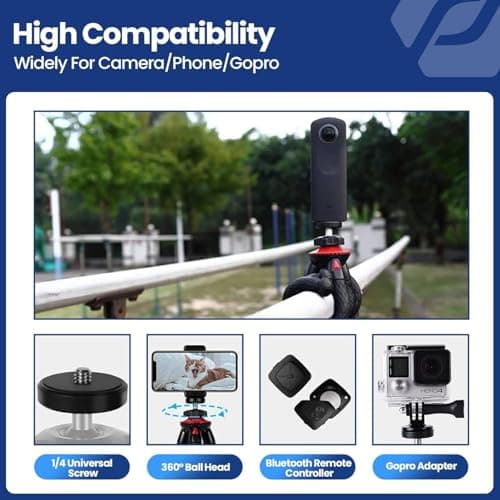 Fotopro Flexible Tripod for iPhone Camera, UFO2 Waterproof Mini Phone Tripod Stand with Remote and Clip, Durable Rubber Legs Travel Vlogging Kit Compatible with iPhone 16 15 14, Samsung, GoPro, Canon — view 5