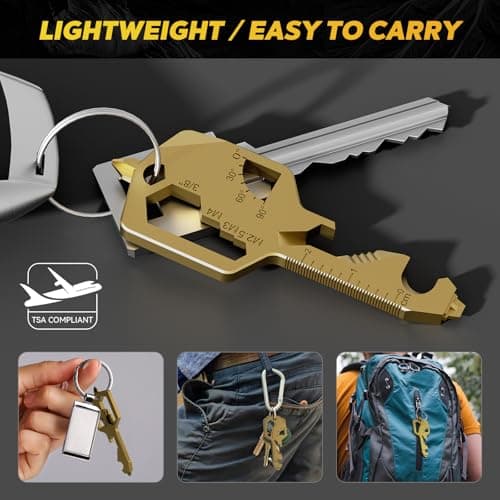 Key Shaped Pocket Multitool 20-in1 Multi Tool, Stainless Steel Keychain Utility Gadget,Gift for Men, Women, Father,Groomsmen, Valentine's, Birthday, Christmas — view 4
