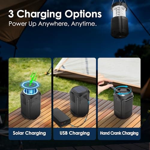 IMIGY Solar Rechargeable Camping Lantern, Foldable with Hand Crank & LED Flashlight, 3000mAh Power Bank, Type-C Charging, Portable for Camping, Hiking, Tent & Emergency — view 6