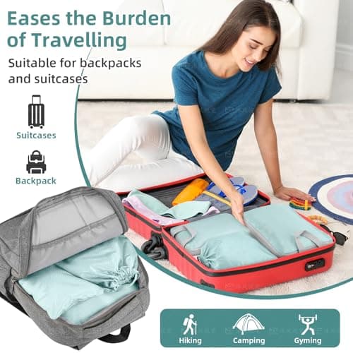 Compression Packing Cubes, Travel Storage Bag Set - Organizer Bags for Suitcase & Carry On Luggage (Blue, 7 Pieces) — view 5