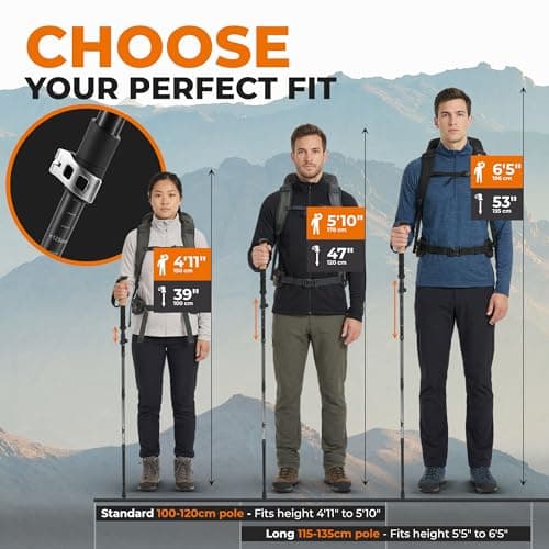 Trekology TREK-Z Walking Poles - Foldable Trekking Poles for Men & Women - Adjustable Nordic Walking Sticks, Hiking Sticks & Collapsible Hiking Gear (Pack of 2) — view 5