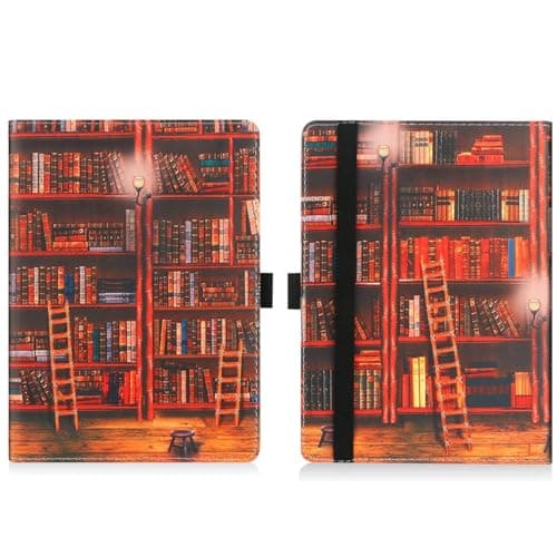 HGWALP Universal Stand Case for 6/6.8/7 inch paperwhite,Premium PU Leather Stand Cover with Handstrap Compatible with All 6" 6.8" 7" Kindle Paperwhite/Colorsoft/Kobo/Pocketook/Sony eReaders-Library — view 6