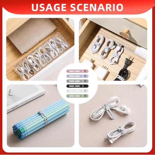 12-Pack Reusable Silicone Cable Organizers - Flexible Ties for Wires, Chargers, and Small Items - Durable Home & Office Storage Solution — view 5