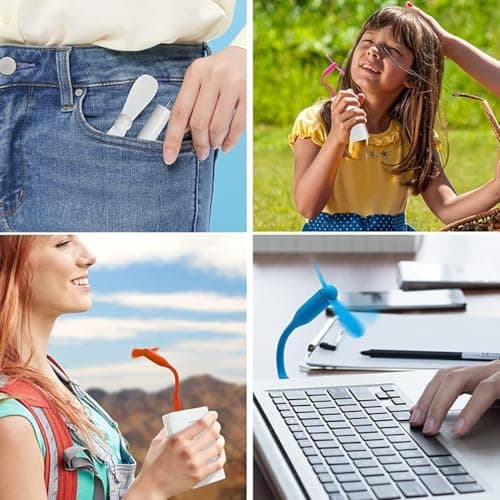 AZIDWERYQ 6 Pack Mini USB Fans, Portable Fan, Flexible Neck Cooling Fan, Quiet Travel, Personal Portable Pocket, Power Bank/Notebook/Laptop/Computer USB Desk (color) — view 5