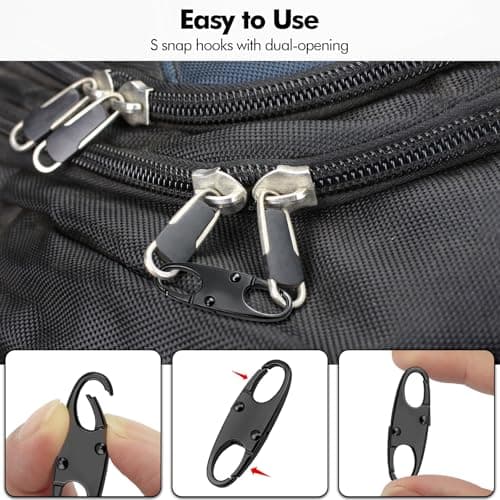 Lunhoo 6 Pcs Carabiner Zipper Clips, Small Snap S Hooks, Anti-Theft Zipper Pull Locks for Travel Bag, Backpack, Luggage, Outdoor Sporting, Universal Zip Pull Replacement Repair Kits — view 6