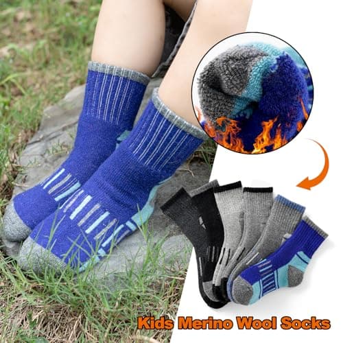 BONANGEL Kids Thermal Merino Wool Socks Thick Walking Cosy Socks Boys Girls — view 4