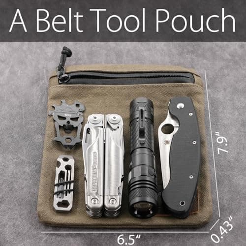 diodrio Belt Zipper Pouches for Men Women Compact EDC Pouch, YKK Zipper, Anti-theft Pickpocket Proof Safety Wallets, Waist Pack for Traveling Hiking, Water Resistant, Tough Waxed Canvas, Olive, Medium — view 2