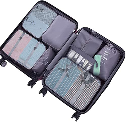 Packing Cubes for Suitcase,Geediar 9 PCS Travel Luggage Packing Organizers Waterproof Travel Essentials Bag Clothes Shoes Cosmetics Toiletries Storage Bags(a-Grey) — view 2