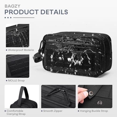 BAGZY Tactical Toiletry Bag for Men Hygiene Bag EDC Military Tool Molle Pouches Small Dopp Kit Mens Shaving Kit Travel Shower Bags Shaving Travel Bags for Toiletries Black — view 3