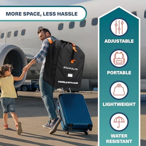Bramble - Car Seat Travel Bag for Airplane Gate Check - Water Resistant Ballistic Nylon Car Seat Bag with Padded Neoprene Straps, Carry Pouch & ID Window - 80 x 45 x 45cm (Black) — view 2