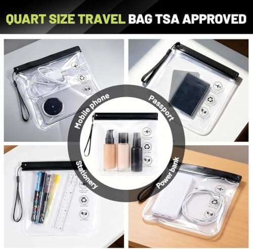 6 Pack Clear TSA Toiletry Bag 20x20cm Travel Essentials - 3 Grey & 3 Black — view 6