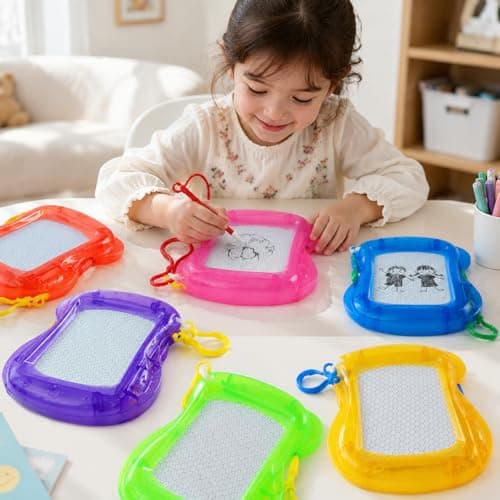 6 Pack Mini Magnetic Drawing Boards with Keychains, Portable Doodle Sketch Pads, Colourful Erasable Writing Boards for Travel, Party Favours, Creative Activities and On-the-Go Entertainment, — view 2