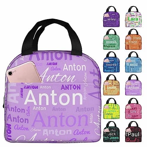 BeNsil Personalised Lunch Box Bag for Kids Adults - Custom Lunch Bag - for Kids Boys Girls Women Men to School Work Personalized Insulated Lunch Bag - with Adjustable Shoulder Straps and Pocket