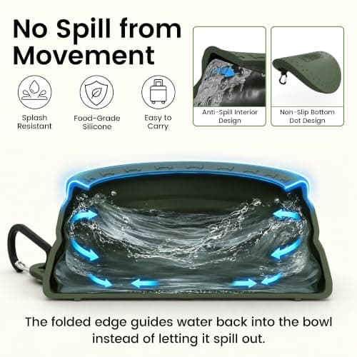 OHMO Large Non Spill Collapsible Dog Bowl, 1000 ml, Camo Green — view 2