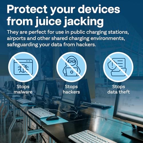 MMOBIEL USB Data Blocker & USB-C Data Blocker [2 Pack] Protect Against Juice Jacking – Charge Only Adapter, Safe Charging – USB-A/USB-C Defender - Refuse Hacking - Data Blocking Adapter – Black — view 2