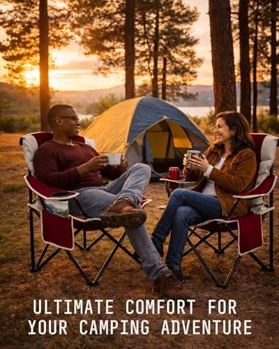 VOYAGER 2 Pack Outdoor Camping Chair Set,120kg Capacity, 3.3kg Per Chair, Waterproof Folding Chairs with Cup Holder & Side Pockets, Portable Chairs for Garden, Fishing, Picnic Camping & Travel Comfort — view 2