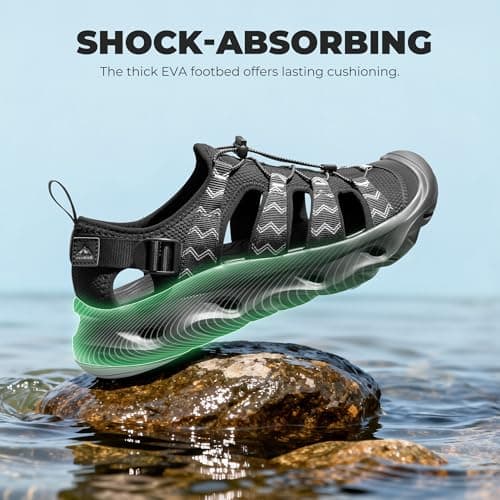 NORTIV 8 Water Shoes Hiking Sandals for Men,Black,M13/L14.5 — view 4