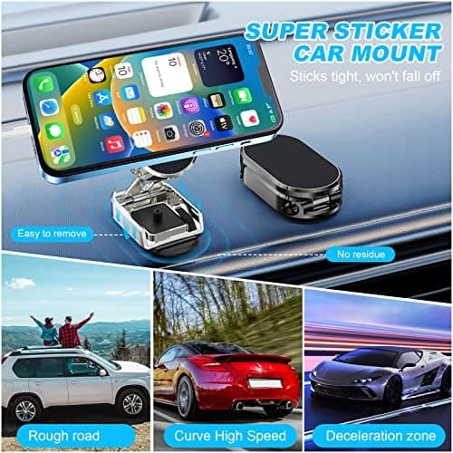AXFEE 2PCS Car Phone Holder, Folding Magnetic Phone Holder For Cars(Black) — view 3