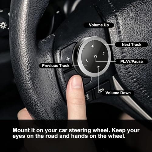Wireless Bluetooth Media Button with Steering Wheel Mount for iPhone — view 3