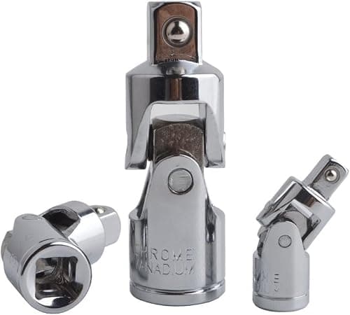 Gunpla 3 Pieces Impact Universal Joint Socket Set Swivel Drive Adapter Reducer CR-V Steel Silver Chrome Finish 1/4" 3/8" 1/2" (6.3mm/10mm/12.5mm) — view 4
