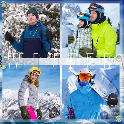 Jeere 2 Pairs Winter Ski Gloves Men Women Waterproof Snow Gloves Adjustable Snowboard Mittens for Cold Weather Men Women(Black,Military Green,M) — view 5