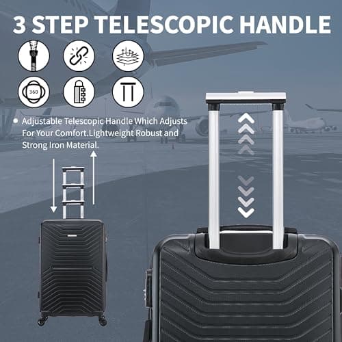 FLYMAX 56x45x25 British Airways EasyJet Cabin Bag Carry on Suitcase Hand Luiggage Exact FIT Hard Shell Cabin Suitcase Only 3kg + 3 Digit Lock + Telescopic Handle Lightweight 4 Wheel Suitcase 57 Litre — view 4
