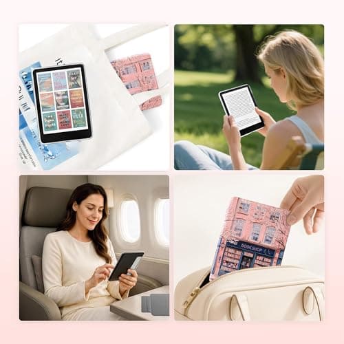 Litvana Detachable Magnetic Case for 7'' Kindle Paperwhite 12th Gen 2024 and Kindle Colorsoft Signature Edition, Slim PU Shell Cover Case with Auto Wake/Sleep (Book Shop) — view 5
