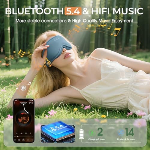 MUSICOZY Breathable Organic Bamboo Cotton Sleep Mask Headphones — view 6