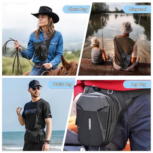flintronic Leg Bag, Motorcycle Leg Bag, EVA Hardshell Durable Hiking Waist Pack, with Headphone Jack, Waterproof Multi-Function Sports Hip Bag for Men Women Cycling Running Traveling and Fishing — view 6