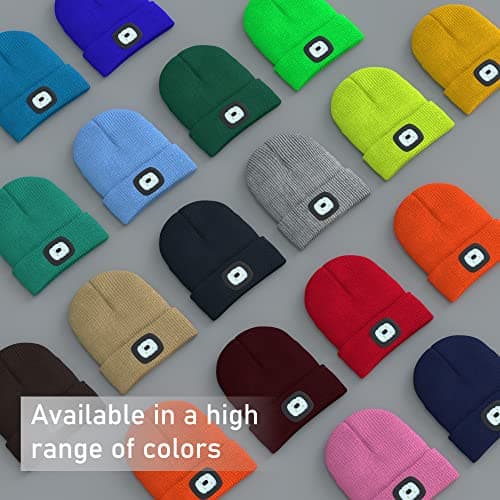 Idyllicomfort Led Lighted Beanie Hat,USB Rechargeable Hands Free Headlamp Cap, Unisex Winter Warmer Knit Hat with Light for Hiking Biking Camping Jogging, Gift for Men, Women, Teens Black — view 5