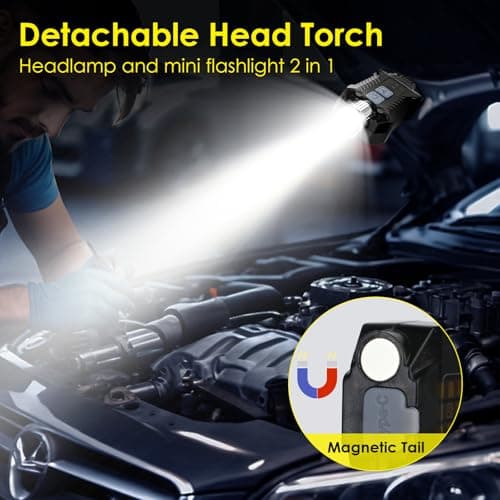 JIASESCS Head Torch Rechargeable,2 in 1 Detachable Mini Headtorch 9 Modes — view 3