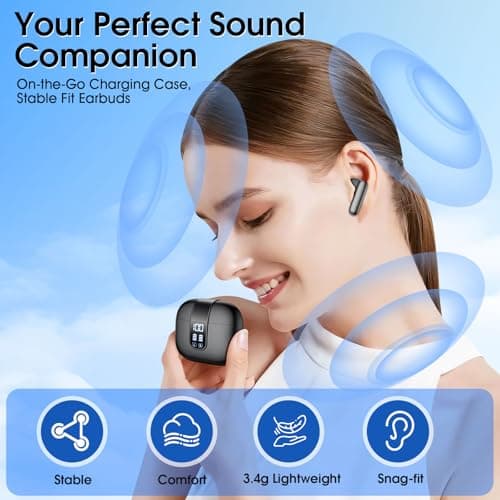 Wireless Ear buds 6-Mic Noise Canceling Large Dual LED Display 35H Playtime — view 5