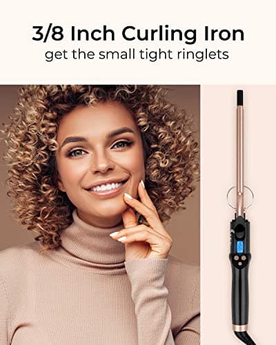 9mm Thin Curling Tong Extra Long Barrel,110-210°C,Micro Spiral Curls — view 2