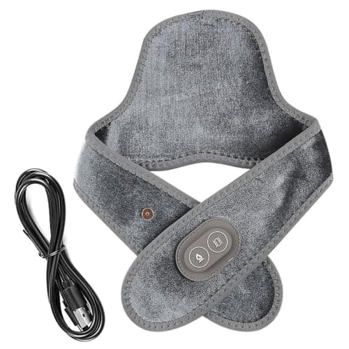 Heated Neck Wrap, USB Powered Electric Massager with 3 Temperatures Wireless Neck Warmer for Muscle Relaxation Shoulders Home Office Travel Winter, Gray.