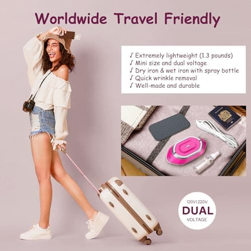 Newbealer Mini Travel Iron, Hot Pink — view 2