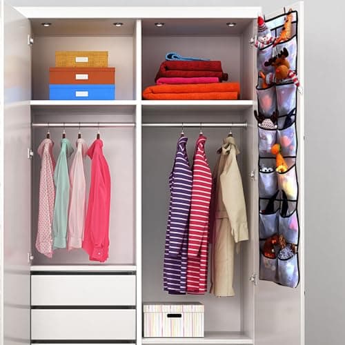 CORTNEY Over the Door Hanging Shoe Storage Holder Organizer, 12 Large Mesh Pockets, 2 Hooks for Shoe & Gadget Storage — view 6