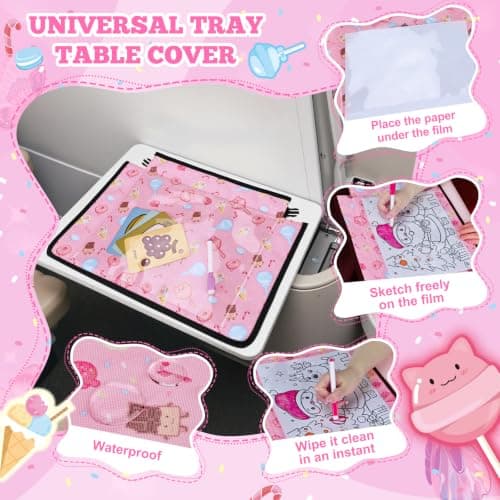 Babenest Airplane Tray Table Cover for Kids with Pockets, Candy Pink — view 2